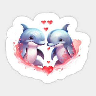 Valentine Dolphin Couple Sticker